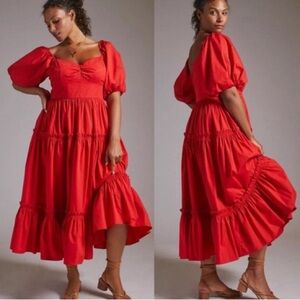 Atsu Red Poplin Dress Anthropologie